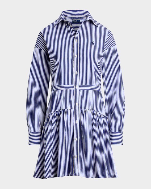 Striped Cotton Paneled Shirtdress